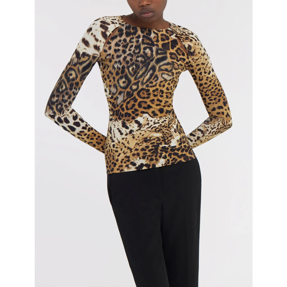 Roberto Cavalli Jaguar Skin Longsleeve Top Multicolor Dames