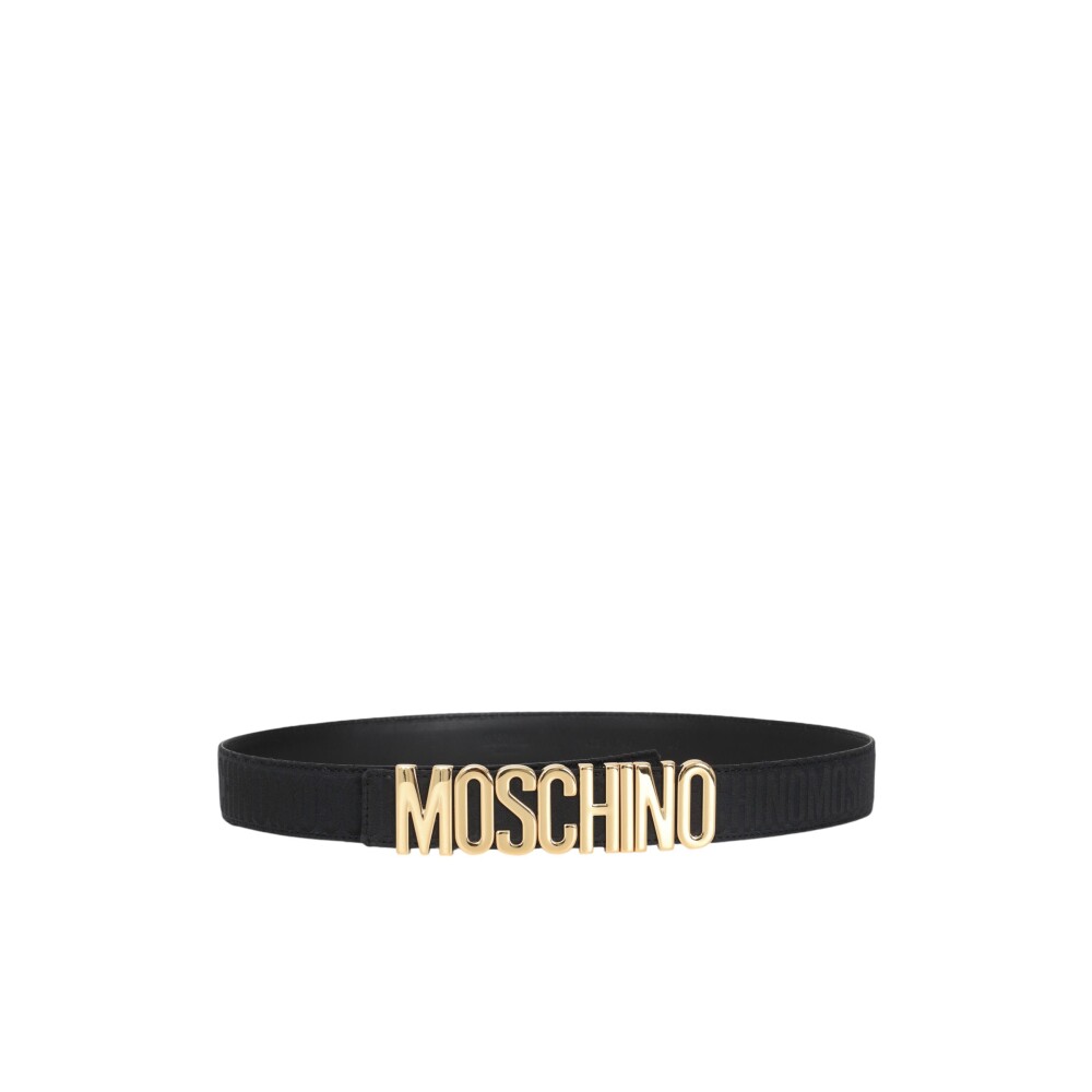 Ceinture en Cuir Noir avec Logo Moschino Femme Miinto