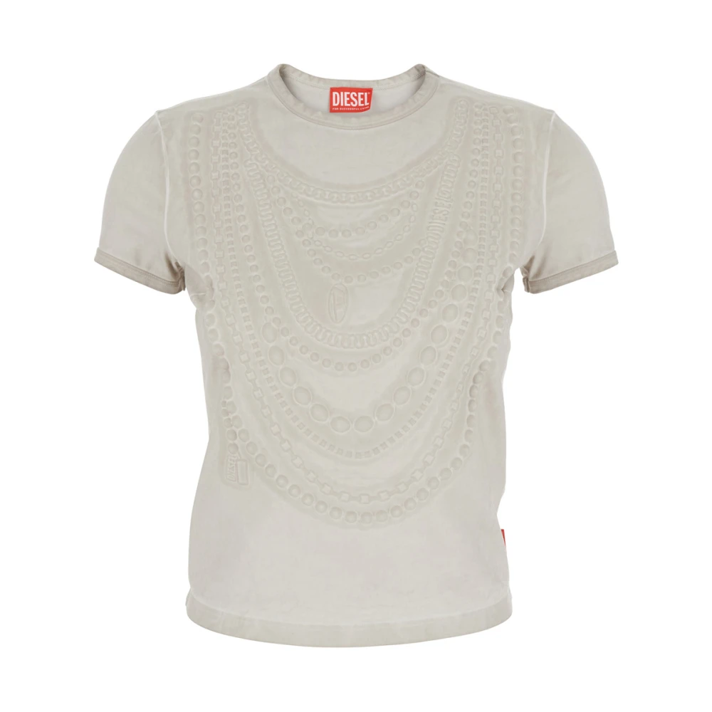 Diesel Wit T-shirt met reliëfdetails White Dames