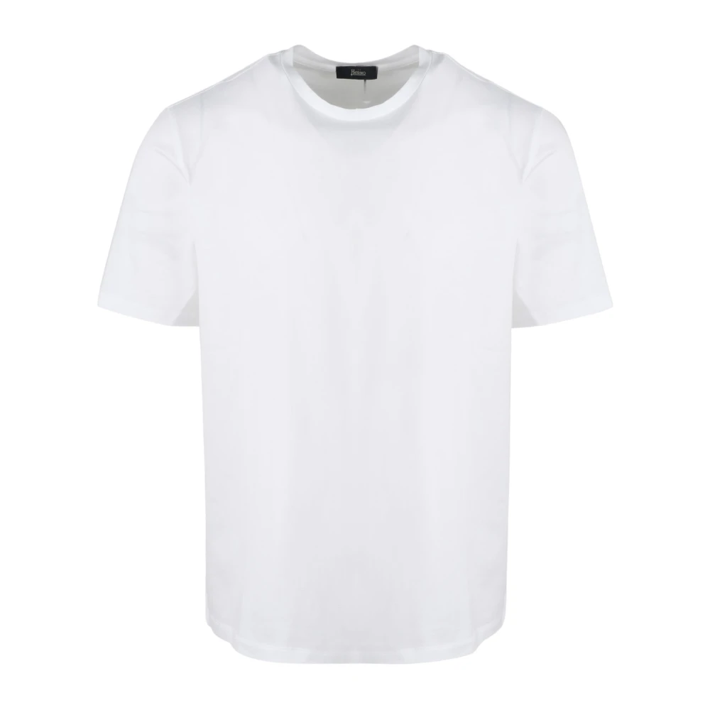 Herno Mannelijk Wit Tops Heren, Xl, Katoen, Cotton Crewneck T-Shirt Ss 23