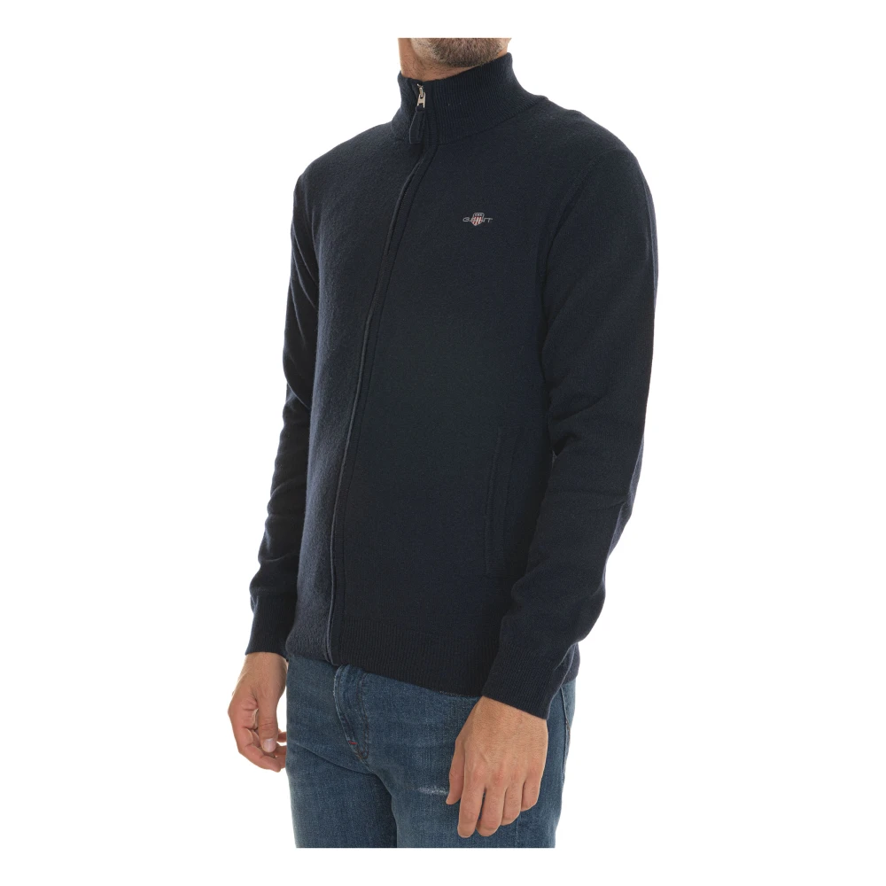 Gant Cardigan met ritssluiting en logozakken Blue Heren