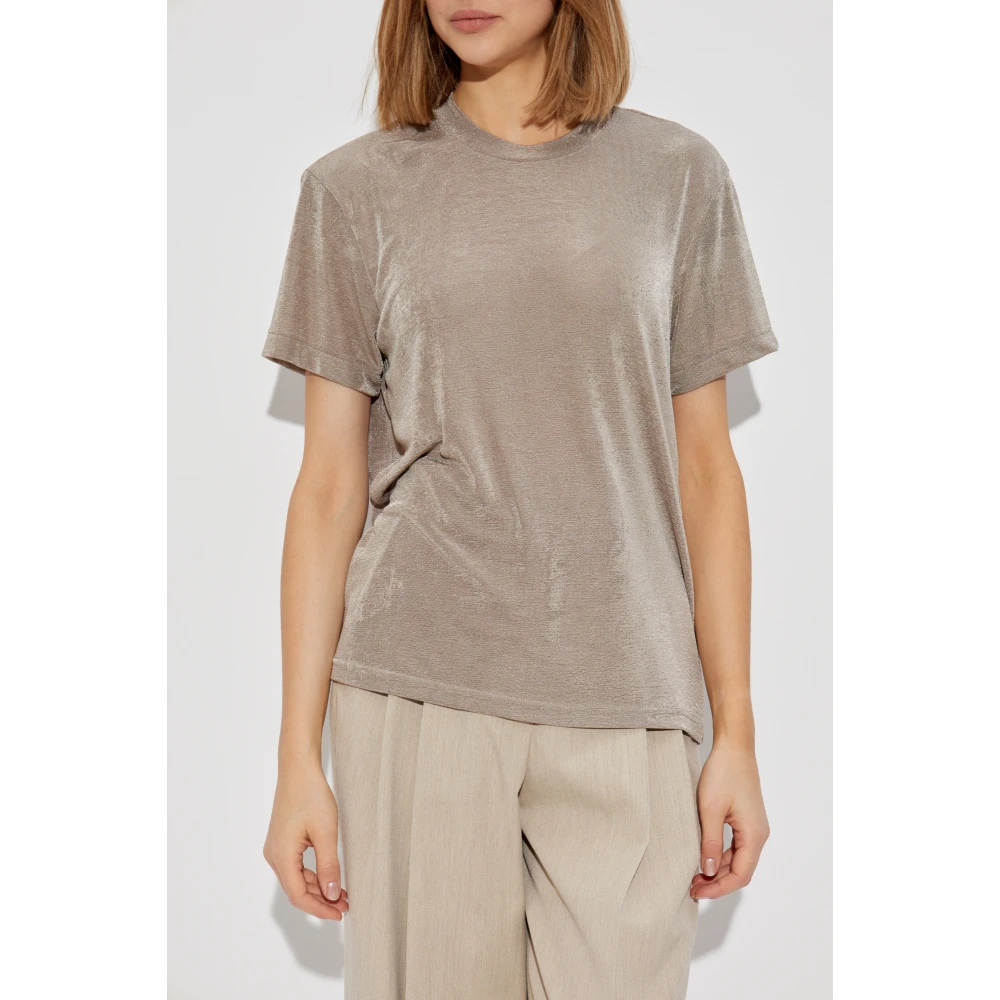 Ami Paris T-shirt met ronde hals Beige Dames