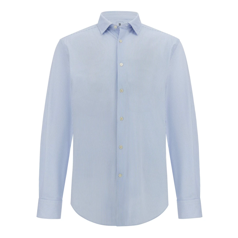 Boggi Milano Slim Fit Stretch Nylon Overhemd Blue Heren
