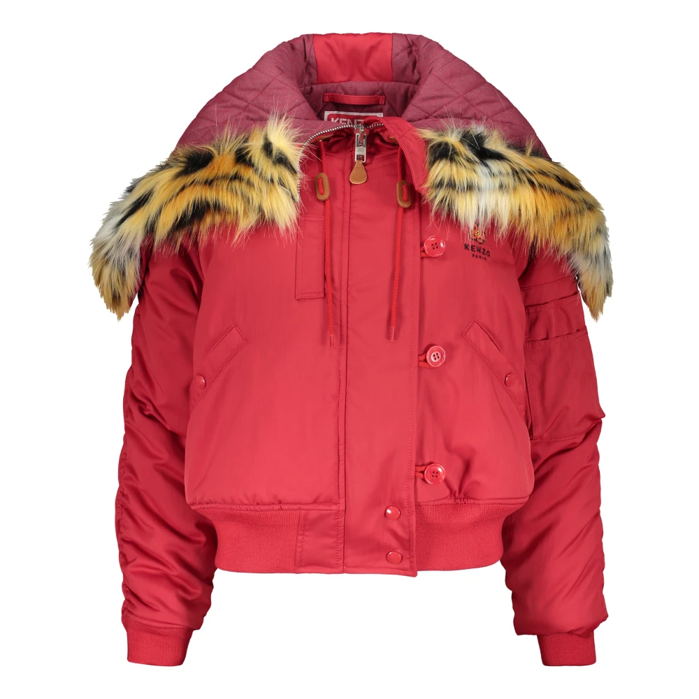 Kenzo Gewatteerde Bomberjack met Capuchon Red Dames