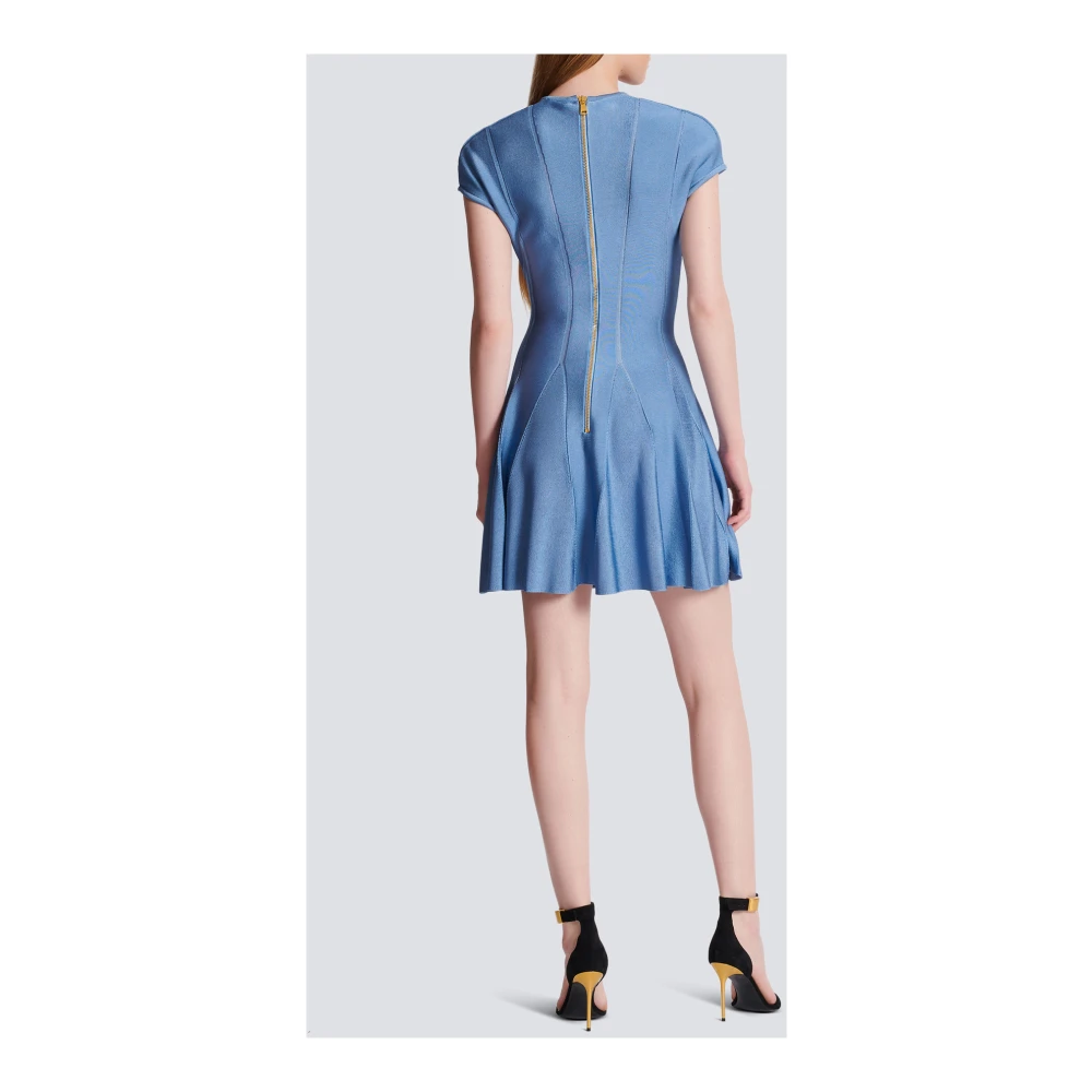 Balmain Gebreide jurk met 6 knopen Blue Dames