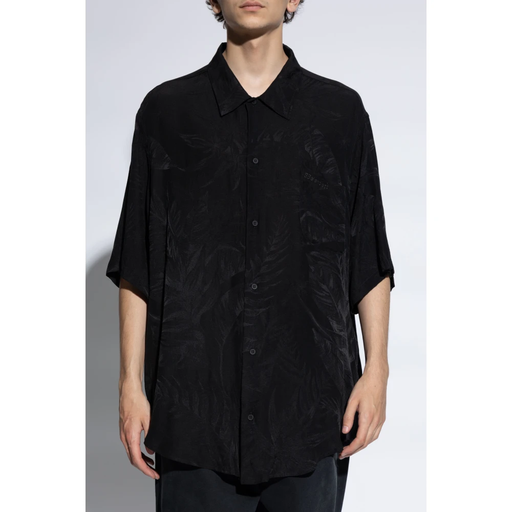 Balenciaga Zijden overhemd met zak Black Heren