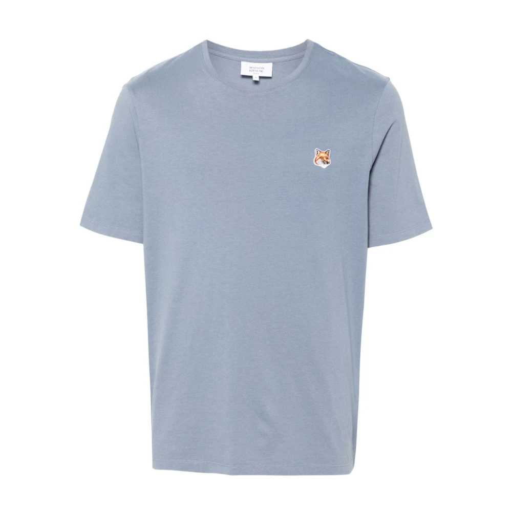 Maison Kitsuné Blauw Jersey Fox Patch T-shirt Blue Heren