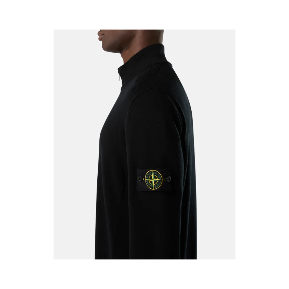 Stone Island RWS-gecertificeerde Wol Half Zip Sweater Black Heren