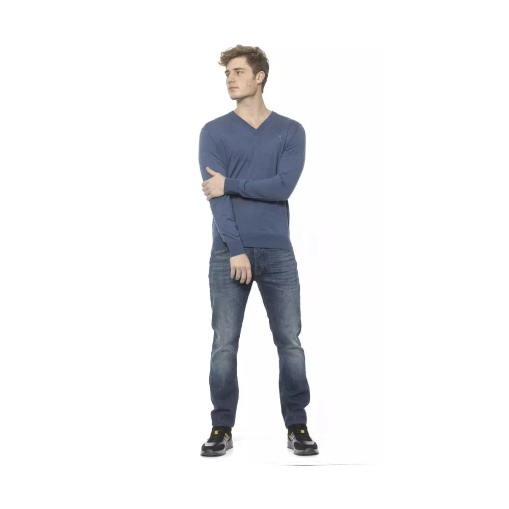 Billionaire Luxe Cashmere V-hals Trui Blauw Blue Heren