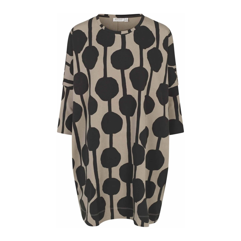 Masai Oversized Tuniek met All-Over Print Beige Dames