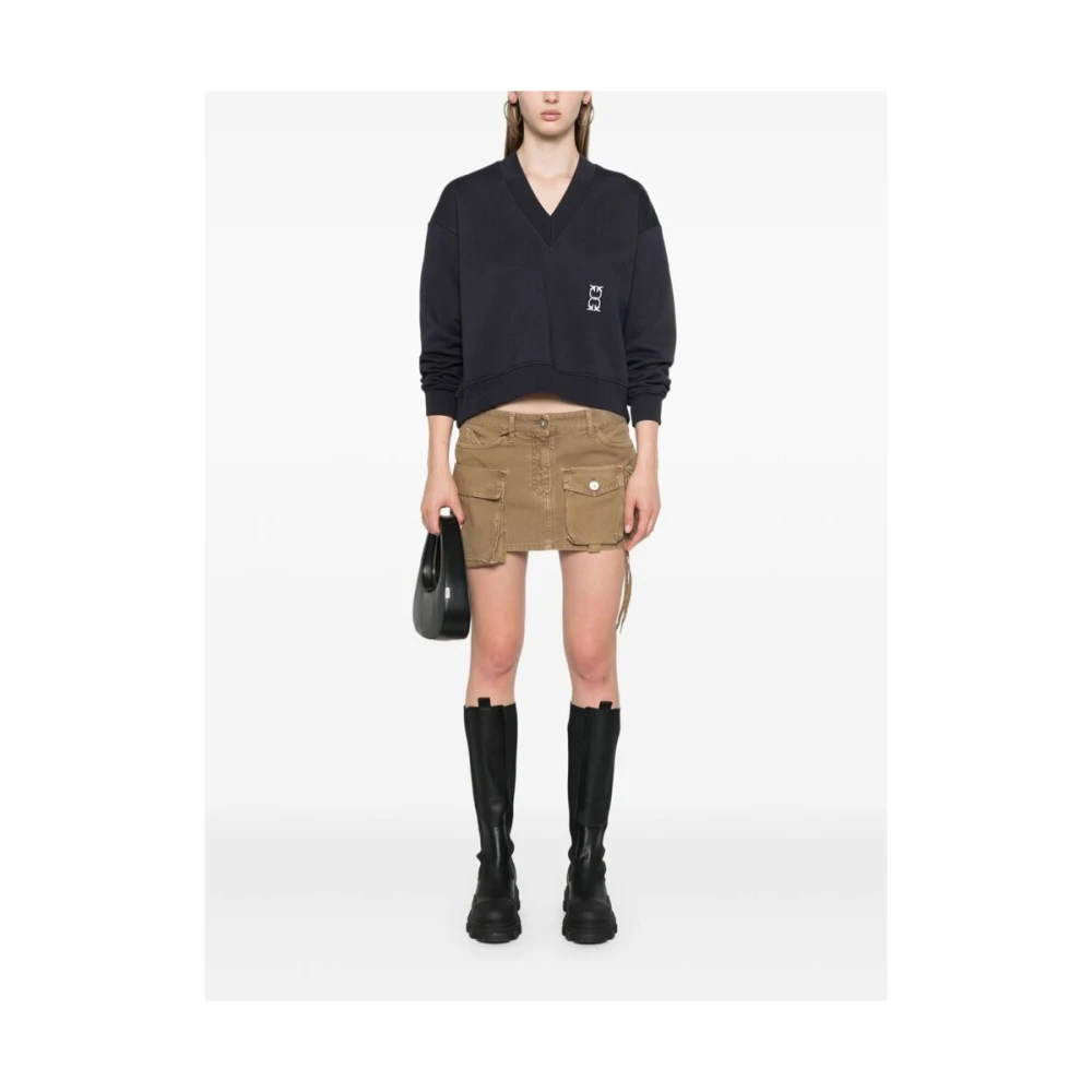 pinko Navy Blue V-Neck Sweatshirt Blue Dames