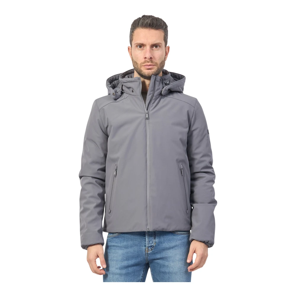 YES ZEE Grijze jas met capuchon en logopatch Gray Heren