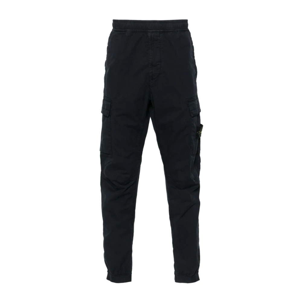 Stone Island Cargo Broek Gewassen Elastische Taille Blue Heren