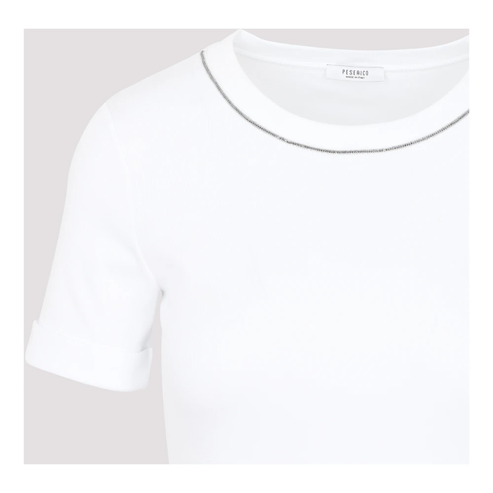 PESERICO Witte Ronde Hals T-Shirt White Dames