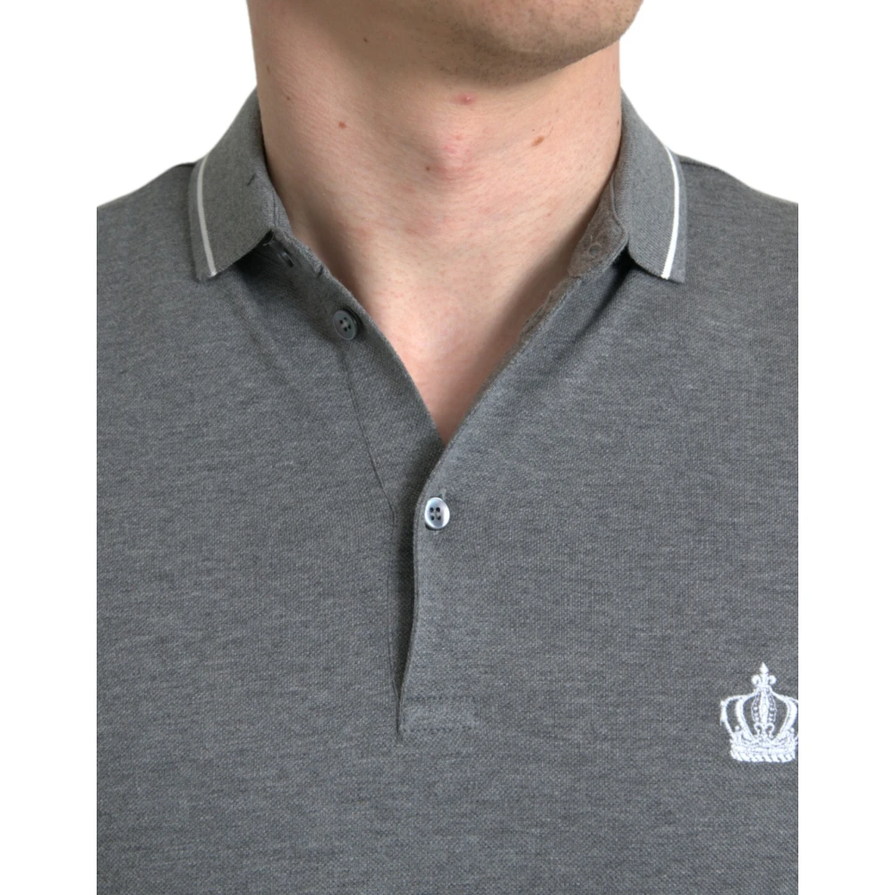Dolce & Gabbana Grijs Katoenen Polo T-Shirt Gray Heren