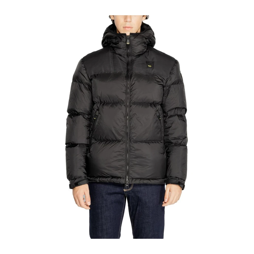 Blauer Zwarte polyamide jas voor mannen Black Heren