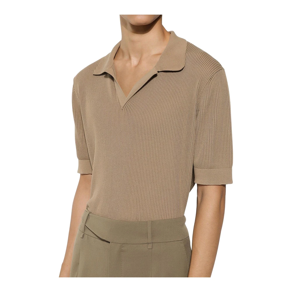 Dolce & Gabbana Polo met V-hals kraag Brown Heren