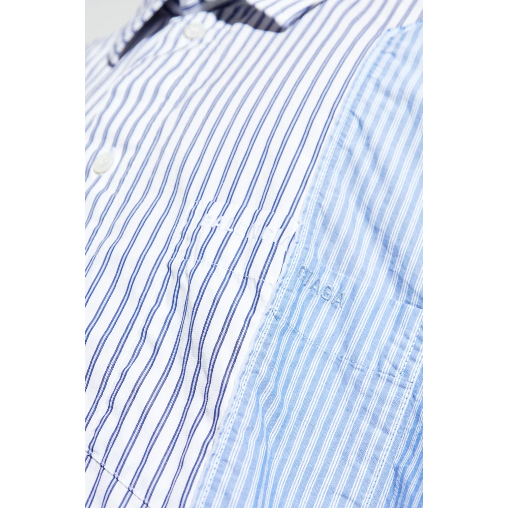 Balenciaga Overhemd met gestreept patroon Blue Heren