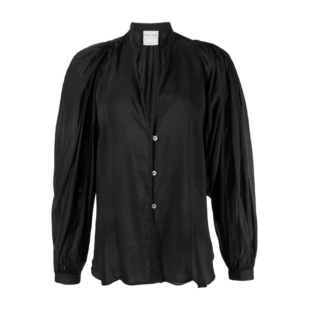 Forte Forte Women's Black Shirts, M, Cotton Silk Voile Shirt