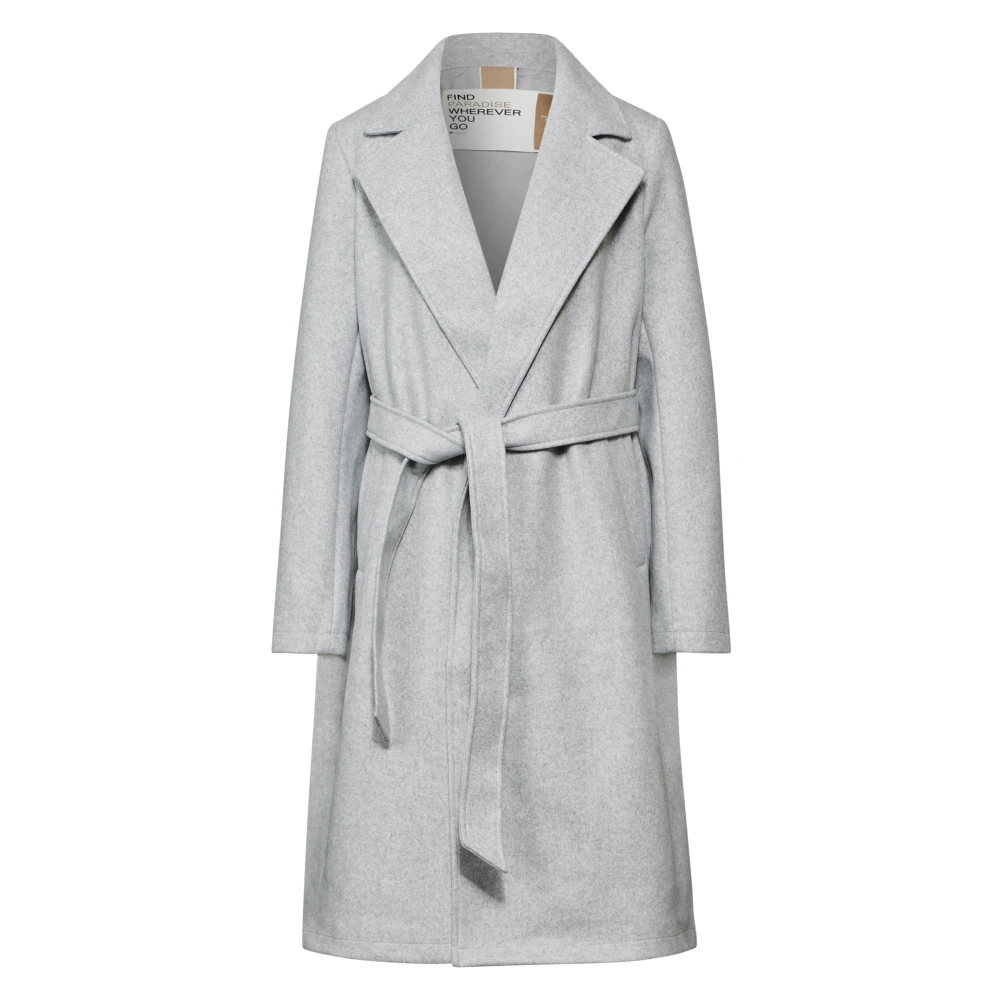 Street One Wollen jas met riem Gray Dames