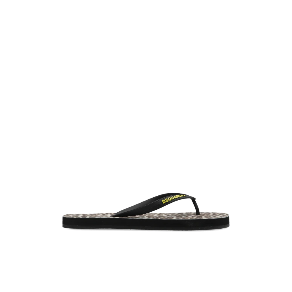 Dsquared2 Women's Black Flip Flops, 5 Uk, Logo Flip Flops