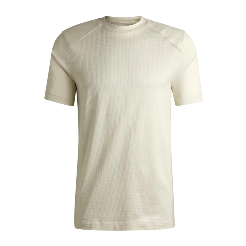 Hugo Boss Ripstop Bomull T-shirt med Släta Insatser White, Herr