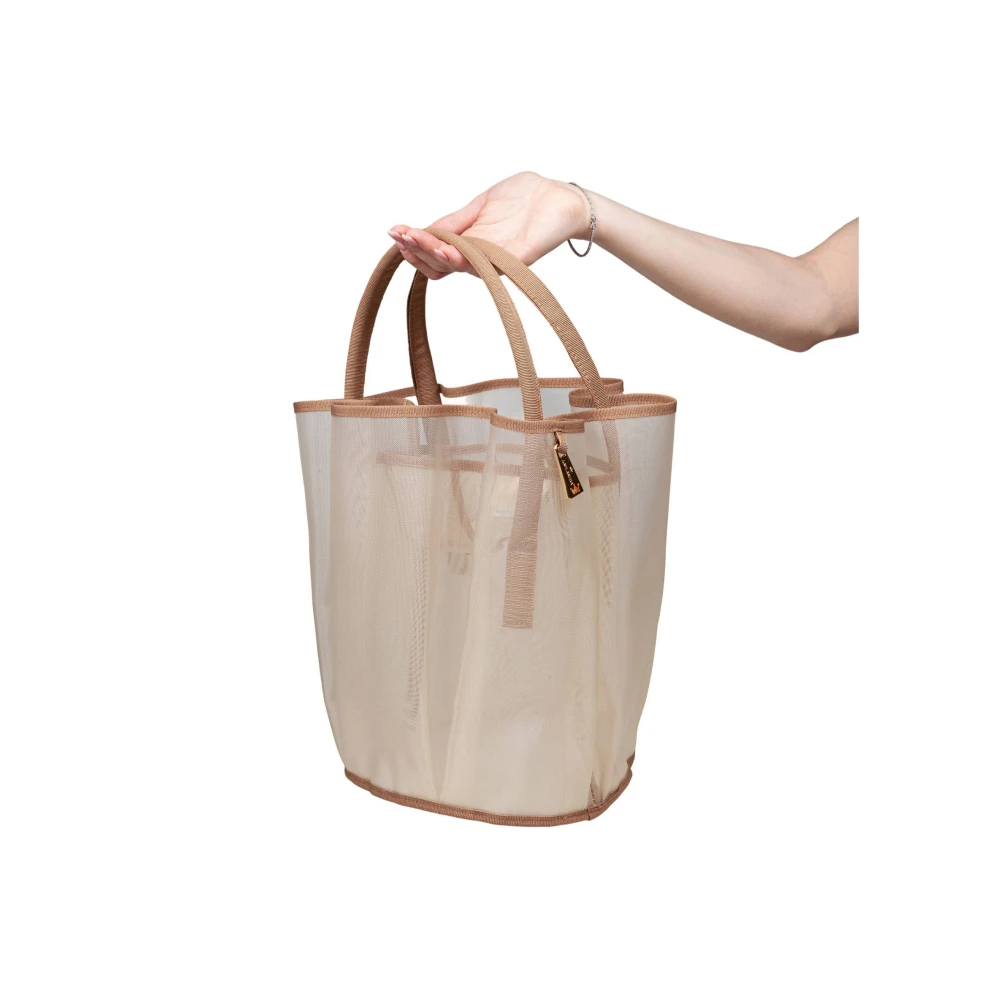 La Milanesa Mesh Handtas Ivoor Kleur Stijlvol Model Beige Dames
