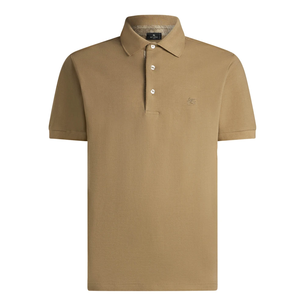 ETRO Bloemenprint Beige Polo Shirt Brown Heren