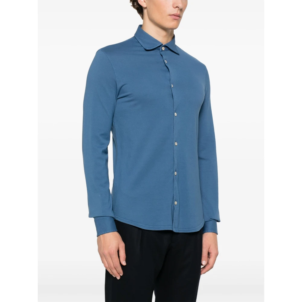 Fedeli Italiaans katoenen overhemd Blue Heren