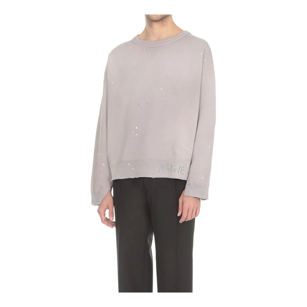 Maison Margiela Katoenen sweatshirt met logodetail Purple Heren
