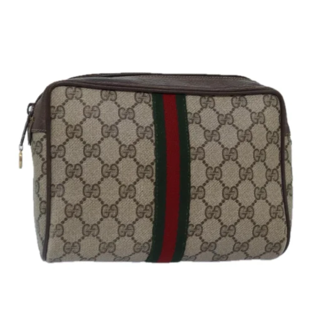 Gucci Vintage Pre-owned Leather clutches Beige Dames