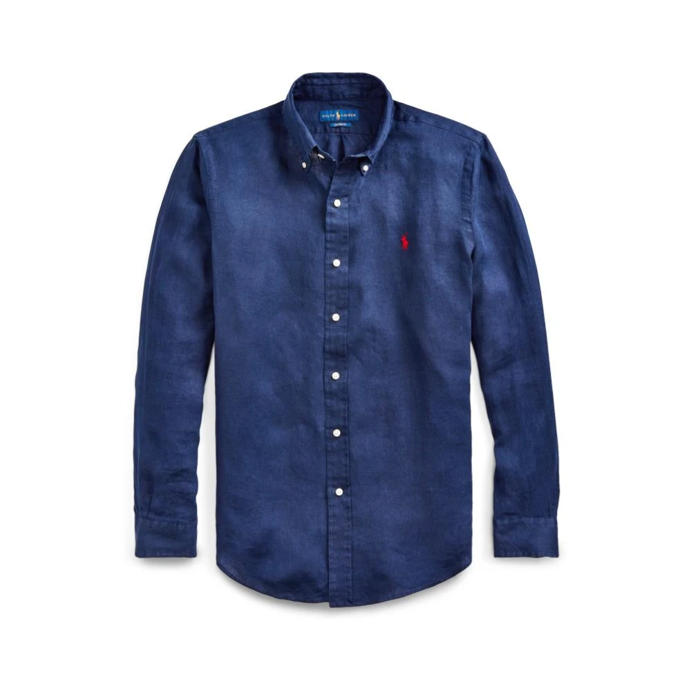 Polo Ralph Lauren Men's Blue Custom Fit Linen Shirt