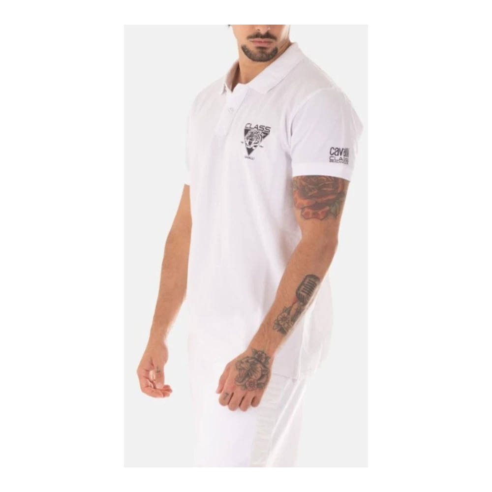 Just Cavalli Heren Logo Polo Shirt White Heren