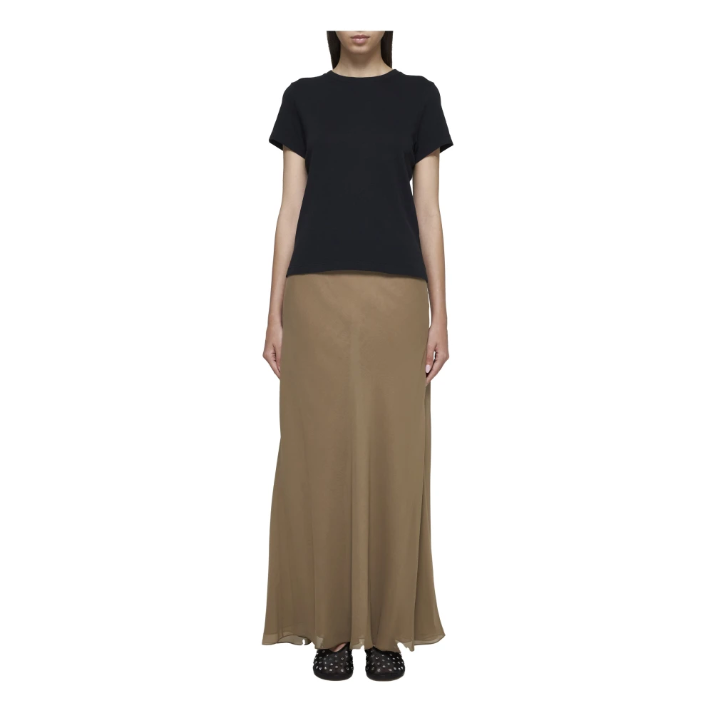 Khaite Zwart Crew Neck Katoenen T-shirt Black Dames