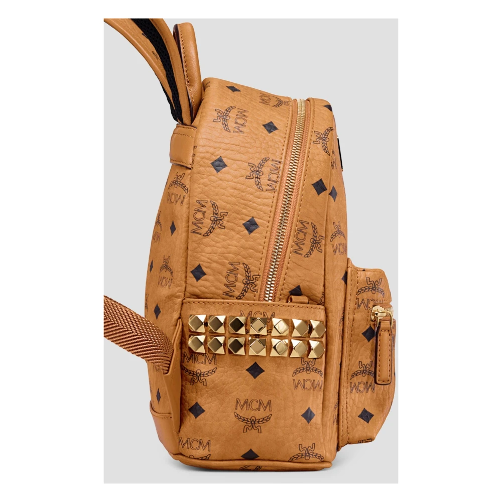 MCM Stark rugzak in Visetos met zijstud Brown Dames