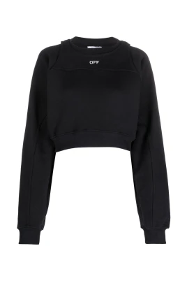 Logotryckt Croppad Sweatshirt i Bomull