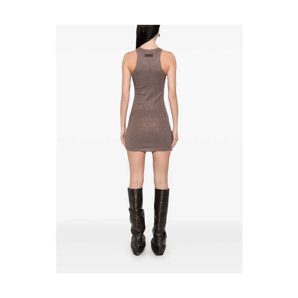 The Attico Aardebruine Crew Neck Jurk Brown Dames