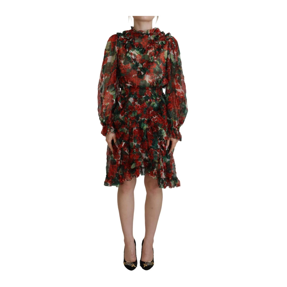 Dolce & Gabbana Women's Geranium Floral A-Line Silk Dress