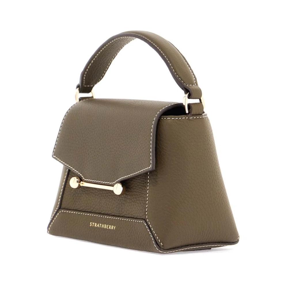 Strathberry Khaki Kalfsleer Mosaic Nano Tas Green Dames