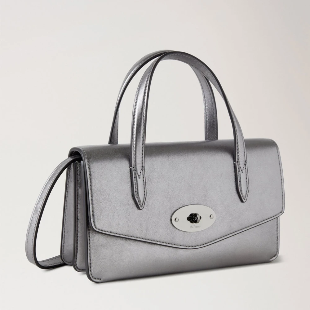 Mulberry Darley Top Handle Metallic Tas Gray Dames