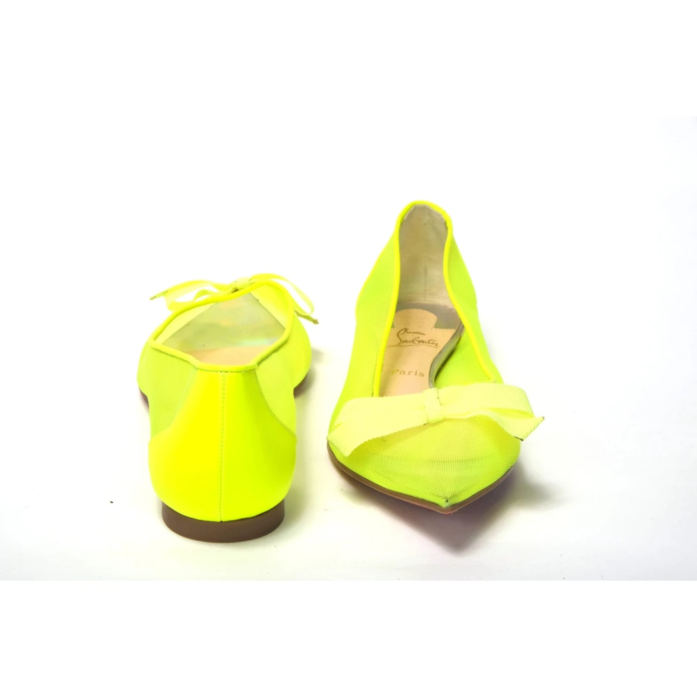 Christian Louboutin Fluro Gele Platte Puntige Schoen Yellow Dames