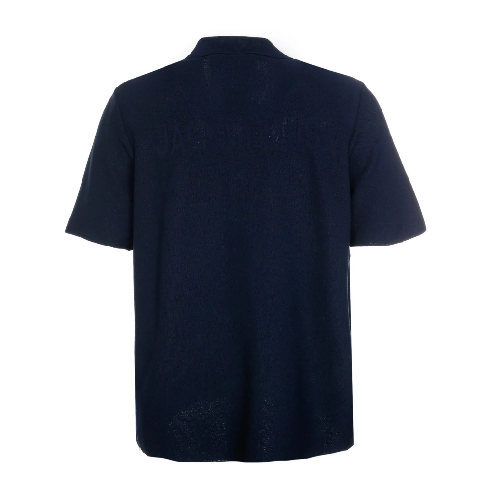 Jacquemus Gebreid Poloshirt Blue Heren