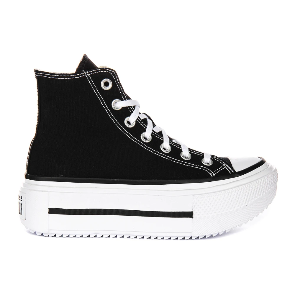 Converse Women's Black Double Stack Textile Trainers White - Sneakers - 8 Uk - Shoes