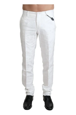 Vit Brokad Elegant Byxor
