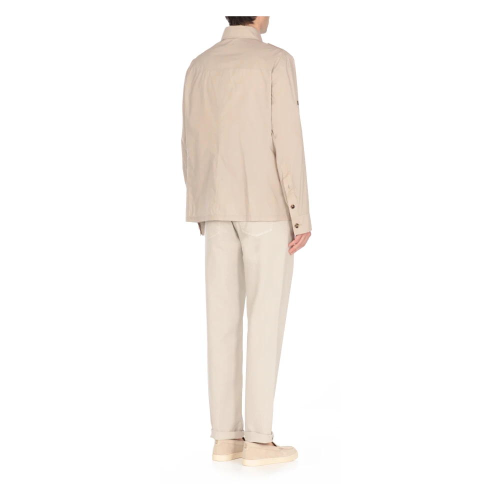 BRUNELLO CUCINELLI Beige Katoenmix Jas met Kraag Beige Heren
