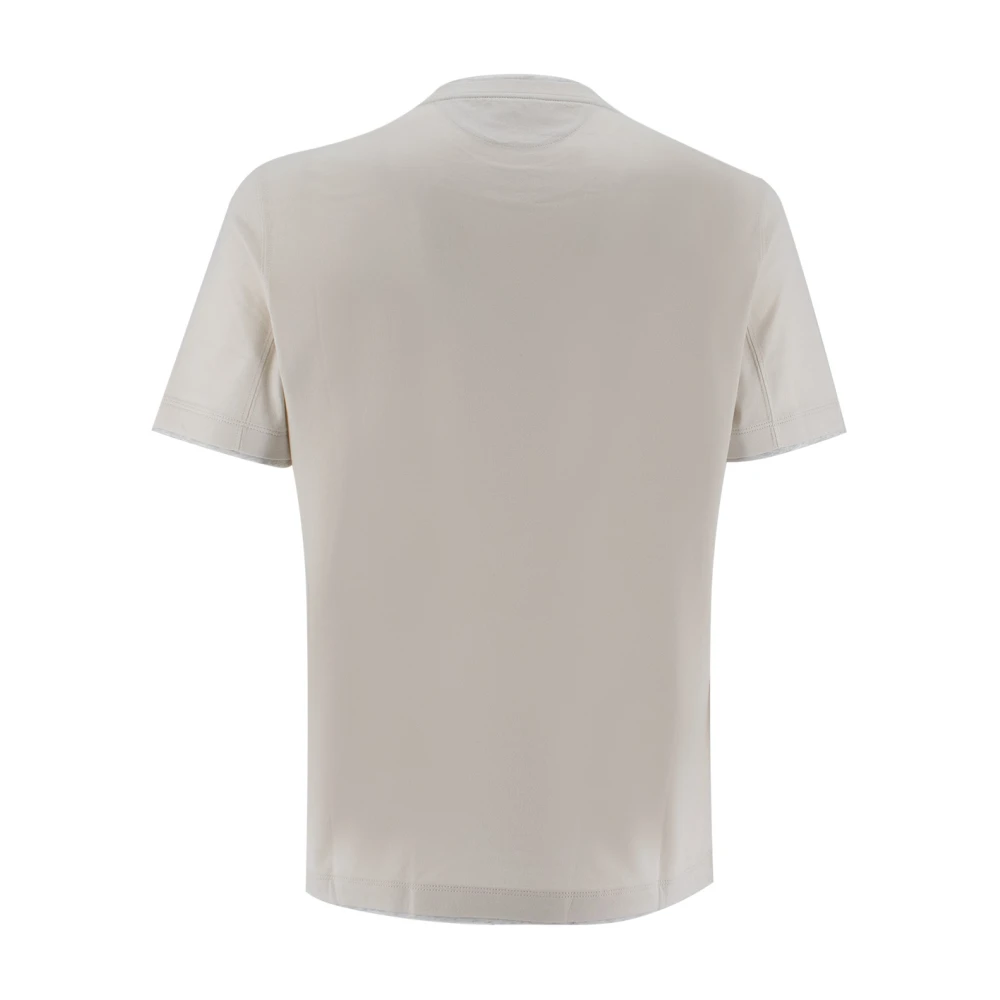BRUNELLO CUCINELLI T-shirt met Contrasterende Inzet en Overlapeffect Beige Heren