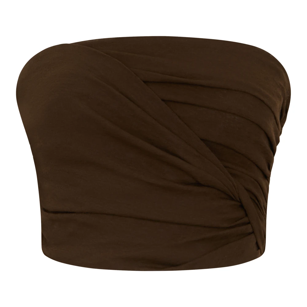 Ganni Women's Brown Sleeveless Tops, S, Crop Top Without Sleeves