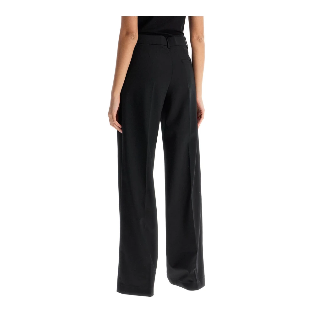 Andamane Hoge taille wol Palazzo broek Black Dames