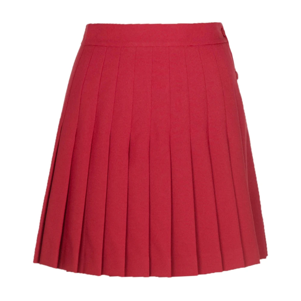Ottod'Ame Geplooide Minirok met Knoopsluiting Red Dames