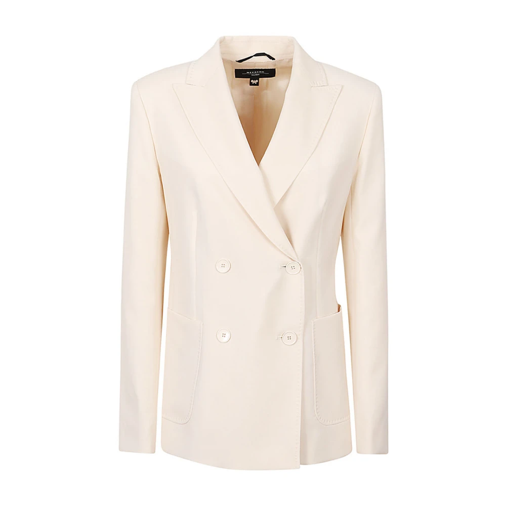Max Mara Weekend Zachte dubbelrijige ivoorkleurige wollen jas Beige Dames